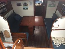 main saloon - viewed from cockpit companionway