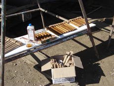 Hundreds of wooden nails ready for fitting